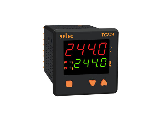 SELEC TC244AX, Double Display Temperature Controller, 2 Relay Output