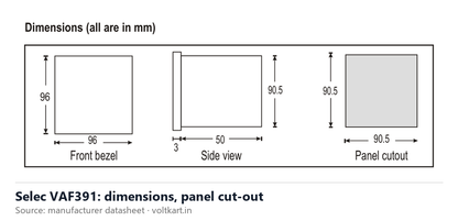 Selec VAF391 dimensions (manufacturer datasheet drawing)